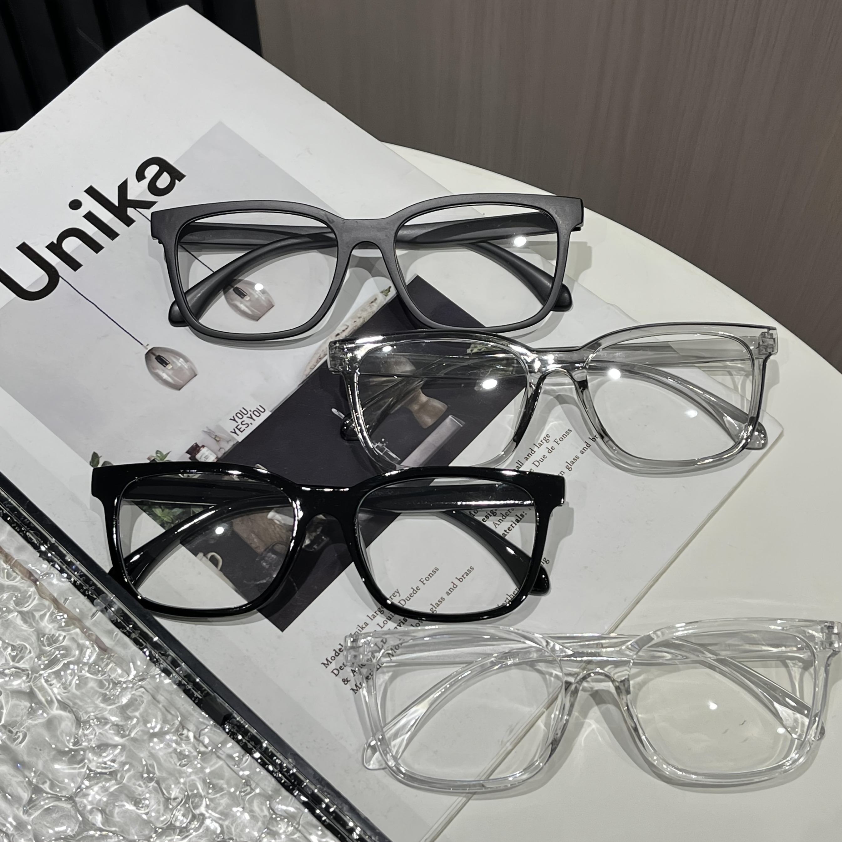 4pcs Unisex Square Plain Glasses Glasses Slimming Glasses Party Glasses