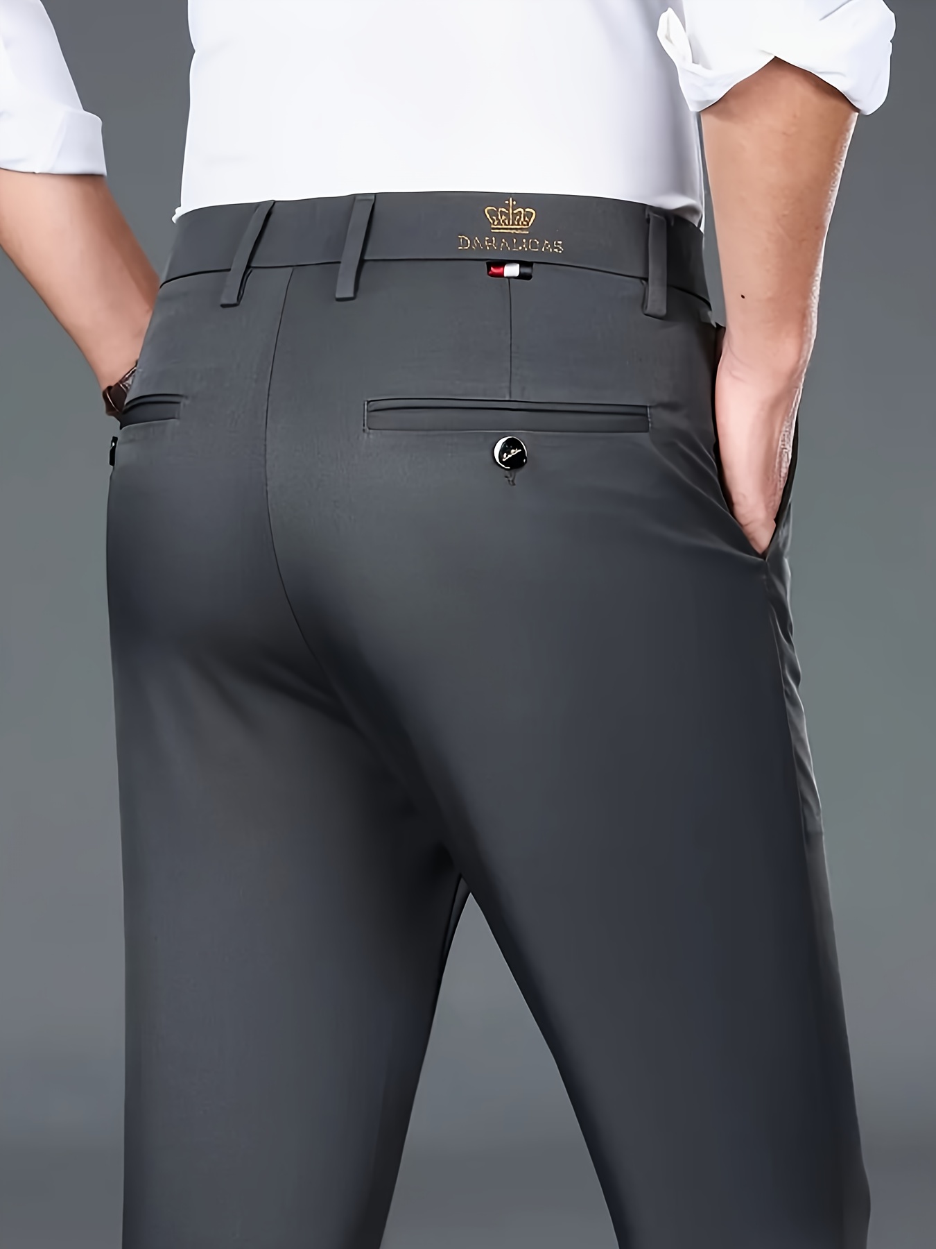 3pcs High-Elastic Men'S Business Casual Suit Pants, All-Season Wear, Wrinkle-Resistant, No Ironing Required, Professional Style, Classic Style, High-Quality Craftsmanship, Fashionable Men'S Clothing, Machine Washable