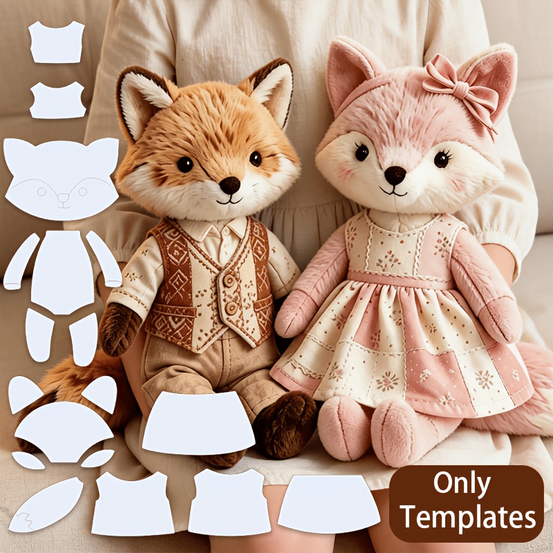 TEMU 1 lot de 18 pochoirs pour de poupées renard, pochoirs artisanaux pour peluche renard, pochoirs de couture, convient pour pochoir de patchwork et