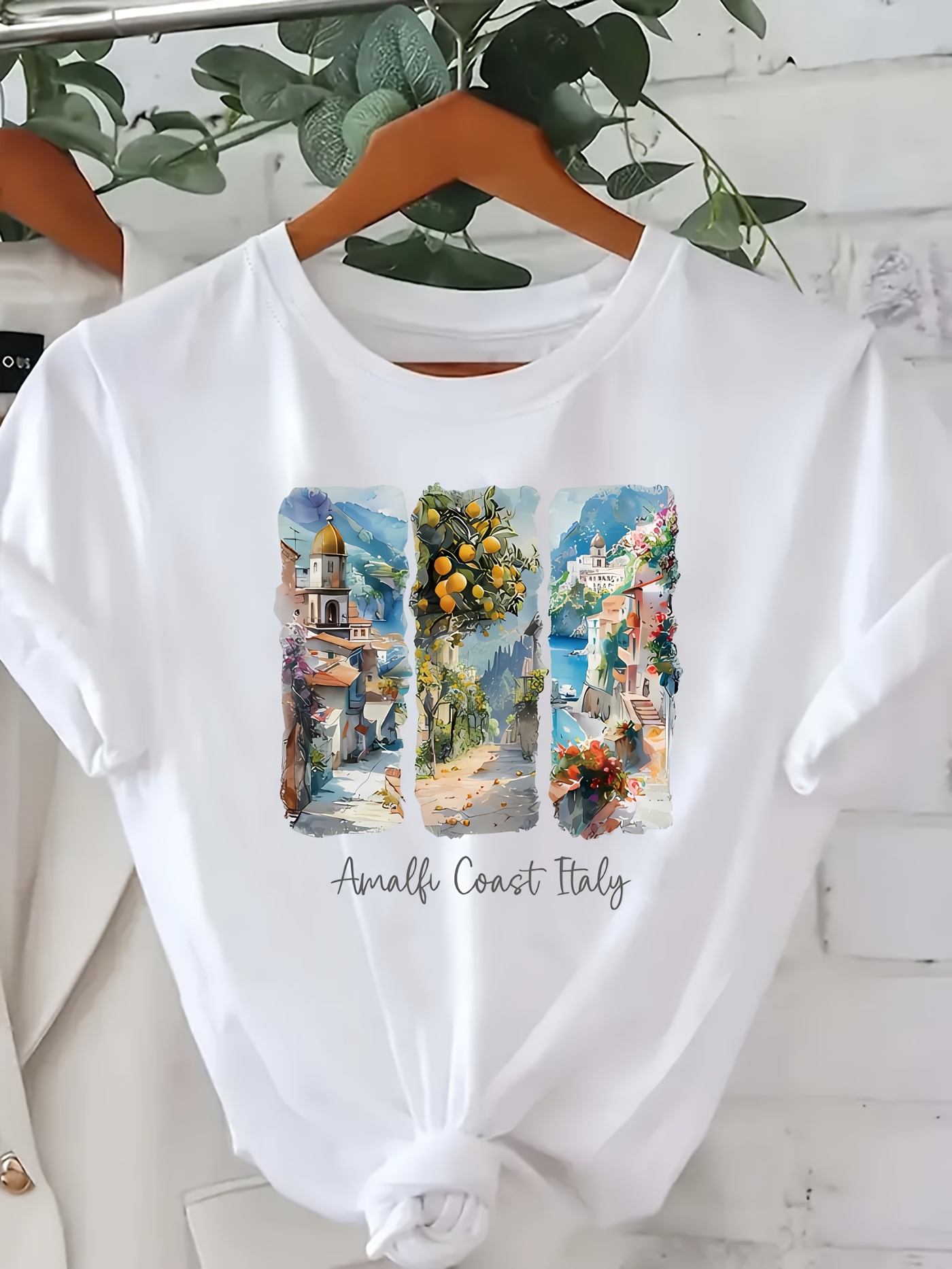 women's plus size italy scenery print t shirt Temu Finland