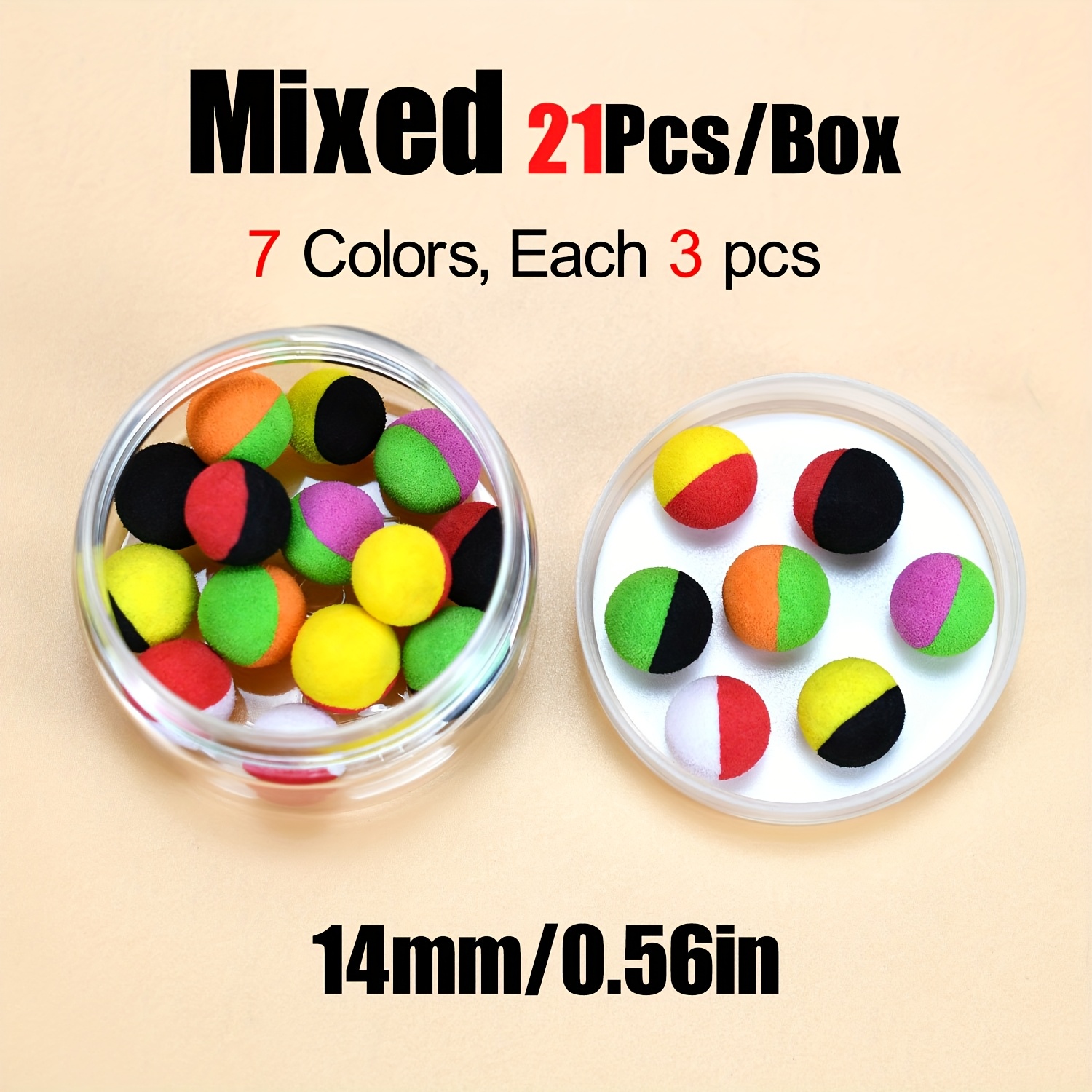 Image of Topranc 21pcs/box 14mm Floating Carp Bait Pop-up Boilies European Anti-bottom Fishing Beads - Enhances Rate For Carp Enthusiasts