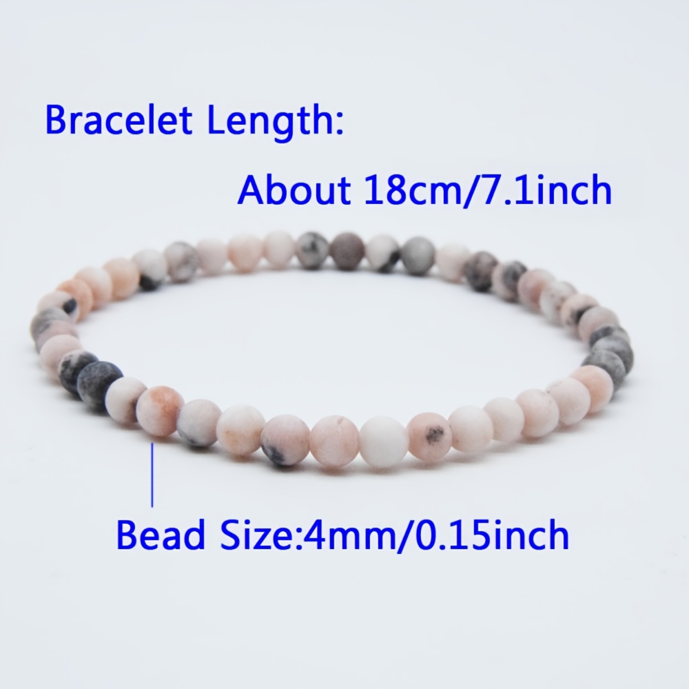 New Year 1pc Men's Bracelet High Quality Natural Frosted Pink Zebra Couple Bracelets Handmade Matte Stone Bead Bracelet Women Men Jewelry Festive Gift