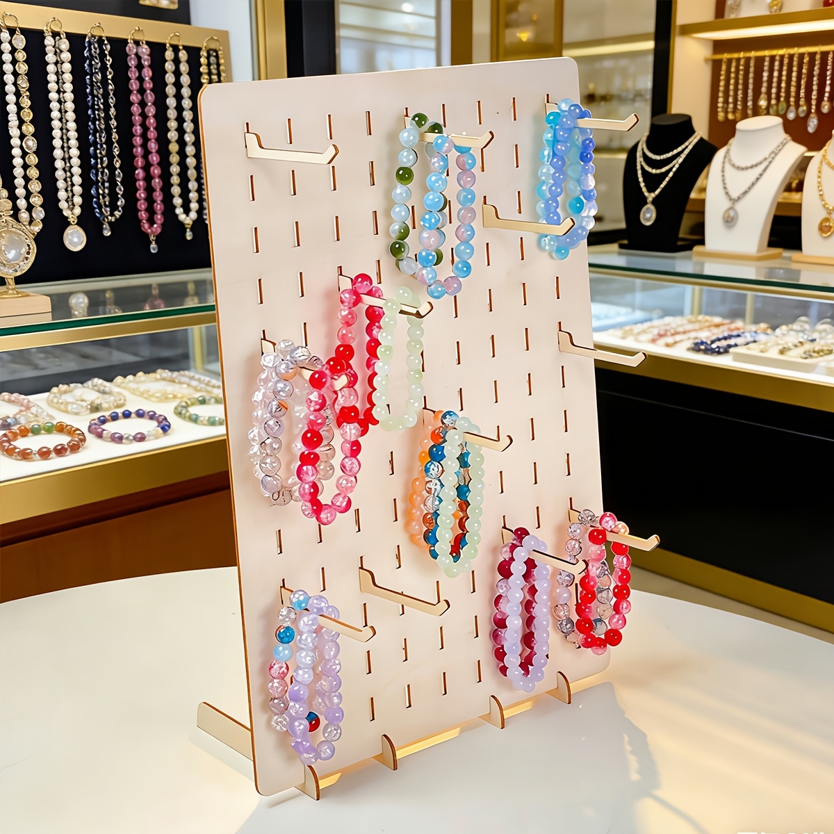 Wooden Jewelry Display Stand with 20 Hooks