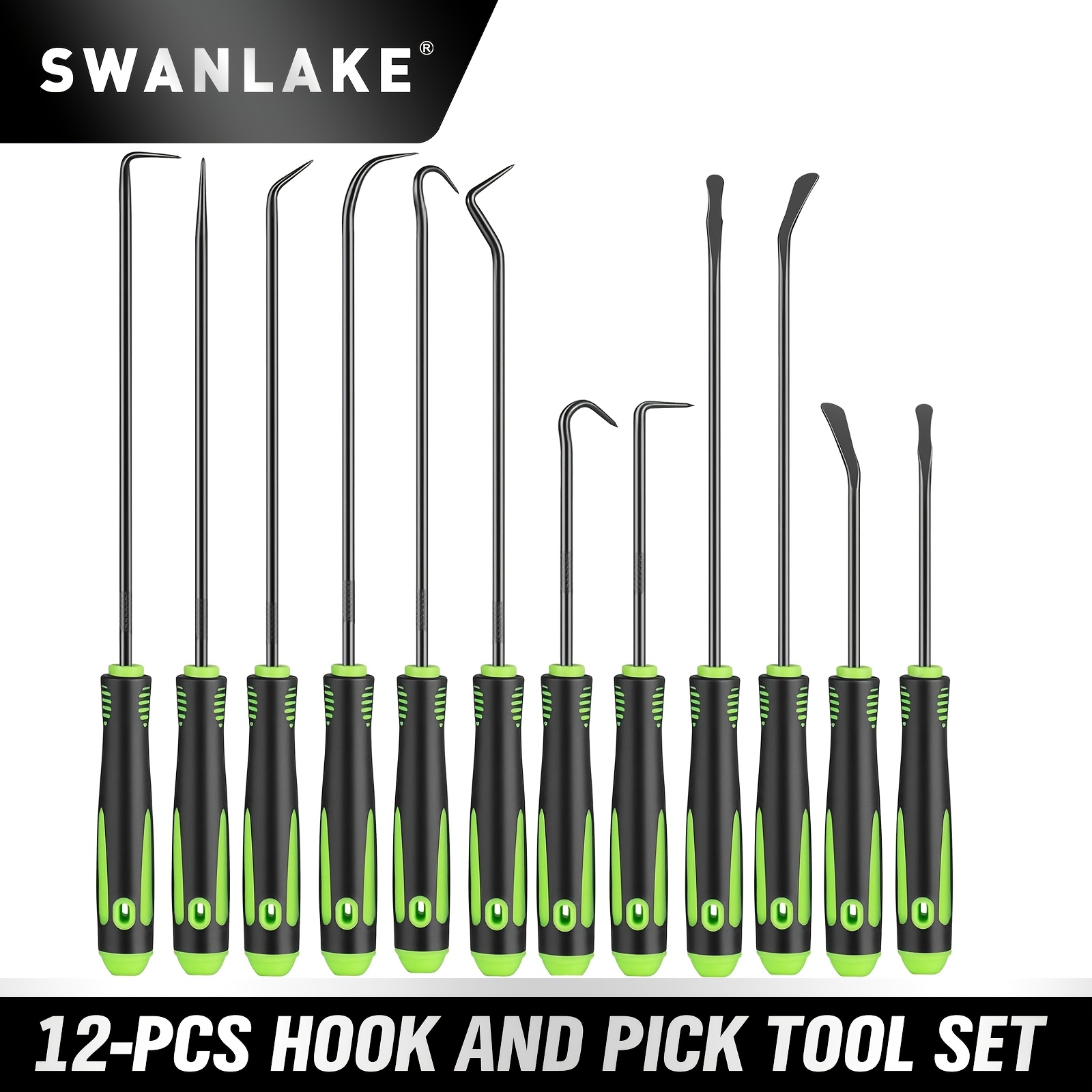TEMU Swanlake 12pcs Pick Set Mechanic, Hook And Pick Tool Set With Non-slip Grip, Long And Short Automotive Pick Set For Seal/o-ring Gasket Removal