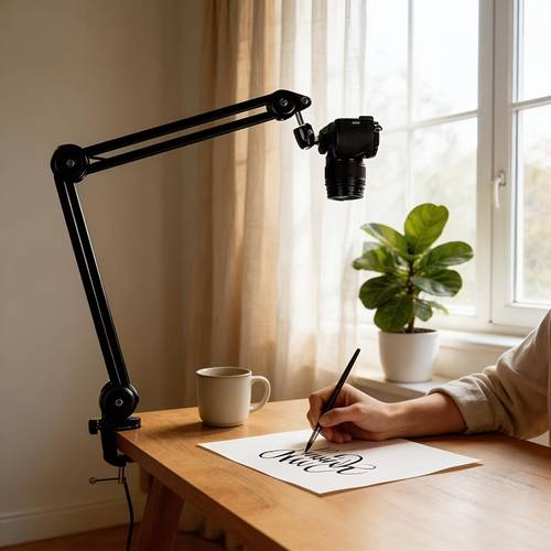 item picture professional camera stand 50cm arm 360 degree adjustable matte black desk mount arm suitable for product photography sturdy and durable camera stand compatible with clean studio professional e commerce