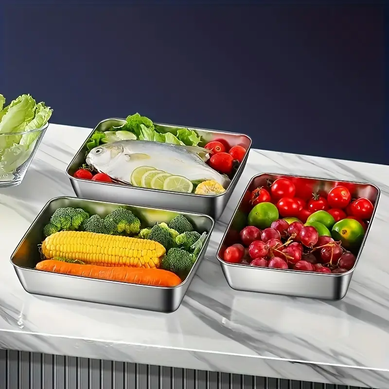 5pcs stackable stainless steel food storage containers with lids heavy duty freezer dishwasher saving leakproof for meal prep fridge pantry office camping commercial grade organizer pantry storage kitchen organization lids modern kitchenware durable kitchenware storage details 4