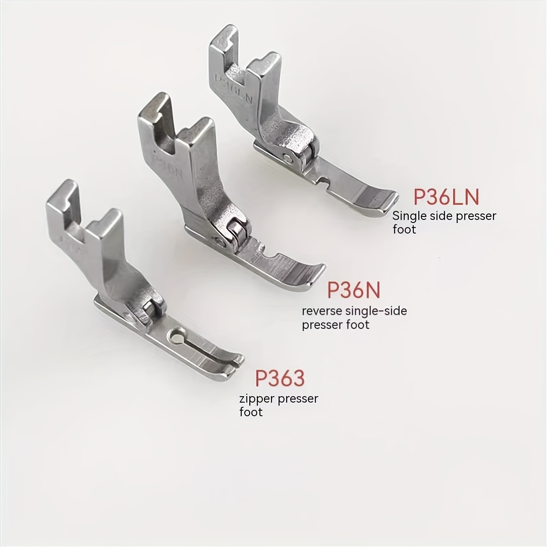E-shop 3-teiliges Set Industrie-Noppenlose Maschinenfüße P363 + P36N + P36LN Dreiteiliges Set Fuß Noppenlose Auto Reißverschluss Zahnstocher Fuß 0.3
