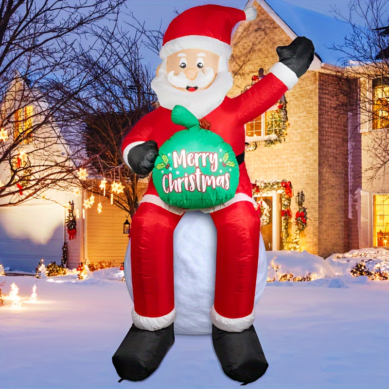 TEMU 170cm Christmas Inflatable Santa Claus With Led Lights, Ip55 Christmas Blowout Yard Decorations With Gift Bags Holiday Decorations Garden Patio
