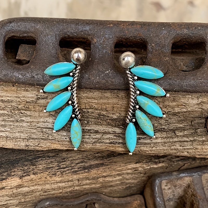 

Retro Ethnic Turquoise Fashion Earrings Bohemian Style Women's Personalized Earrings Party Gifts