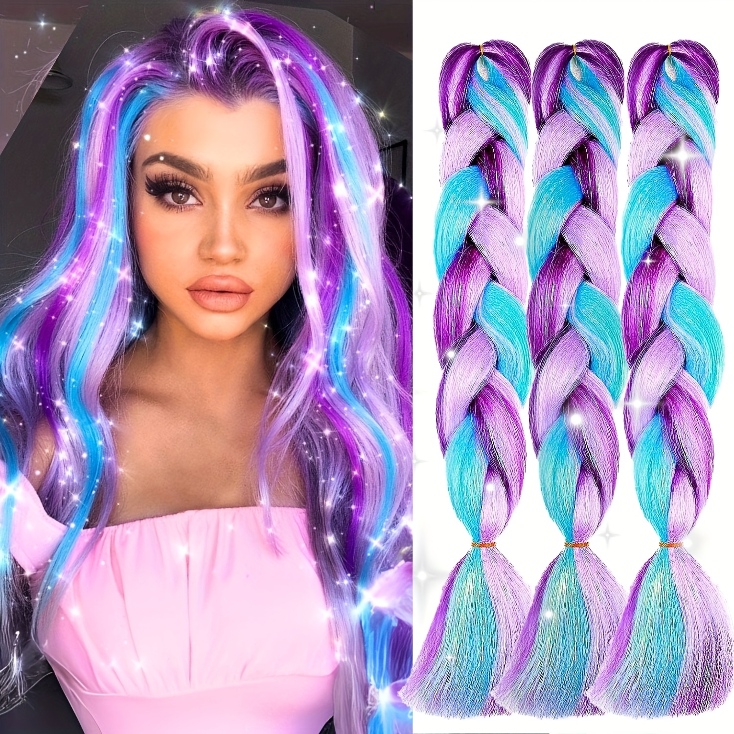 Glitzer-Haarverlängerungen – 10 Stück Bunte Clips In 9 Farben, Perfekt Für Partys & Styling
