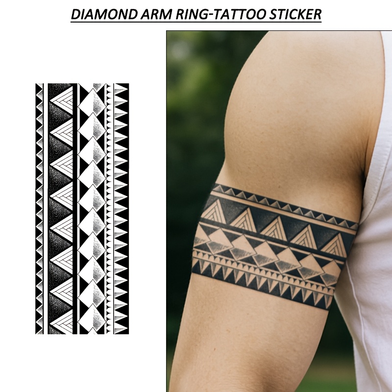 TEMU 1pc Diamond Arm Ring Tattoo Sticker, Outlining Arm Power With Diamond-like Texture, Combining Exquisite And Wild, Waterproof Simulation And