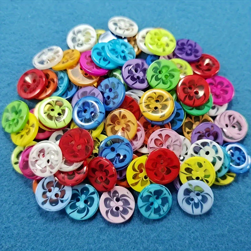 100pcs 2-hole Buttons, Shirt Knit Buttons, Semi-transparent Flower Buttons, Clothing Fasteners, Handmade Button Making
