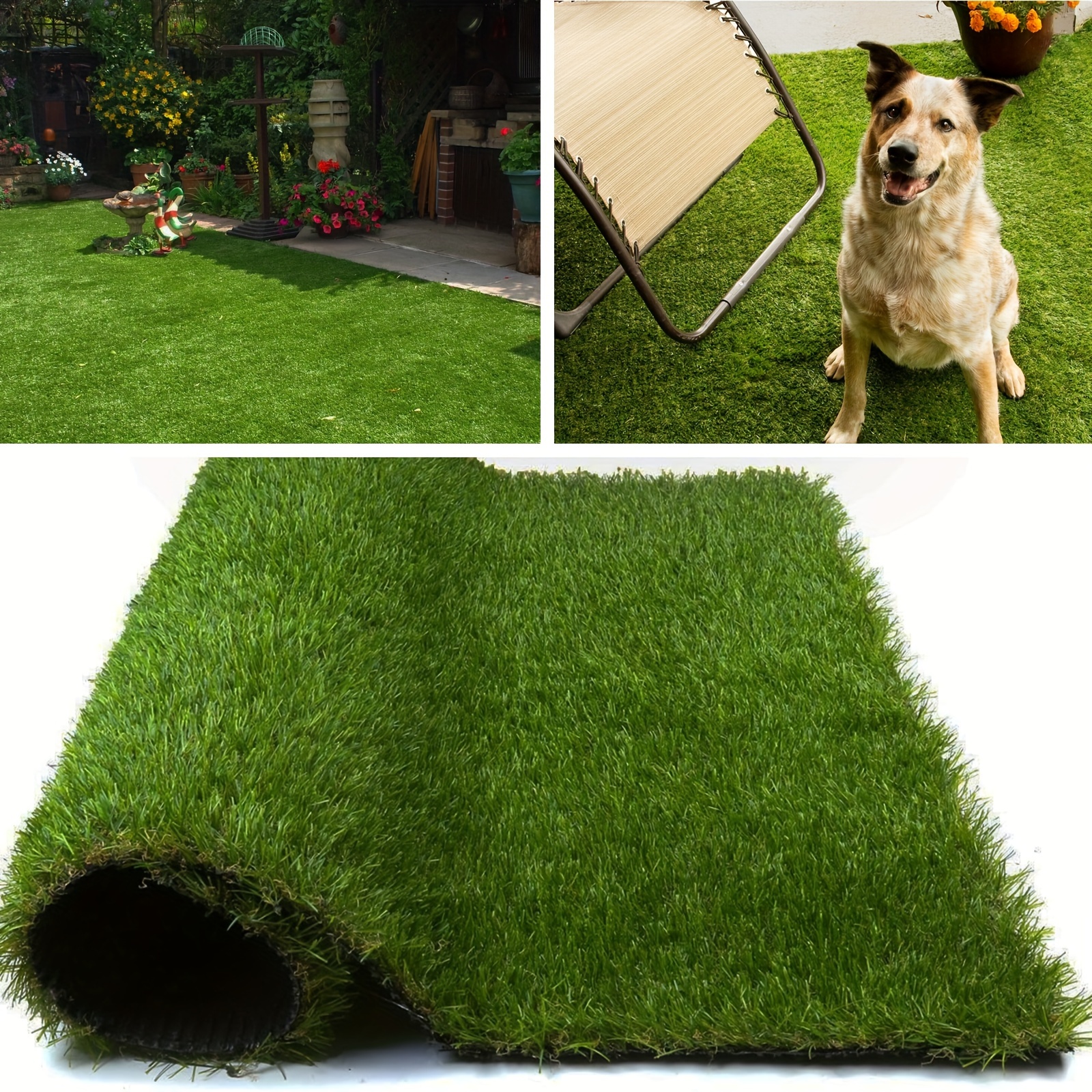 

Artificial Grass Rug Fake Grass Indoor Outdoor, 1.38" Pile Height Realistic Synthetic Grass With Drain Holes For Lawn Landscape Patio Deck Balcony