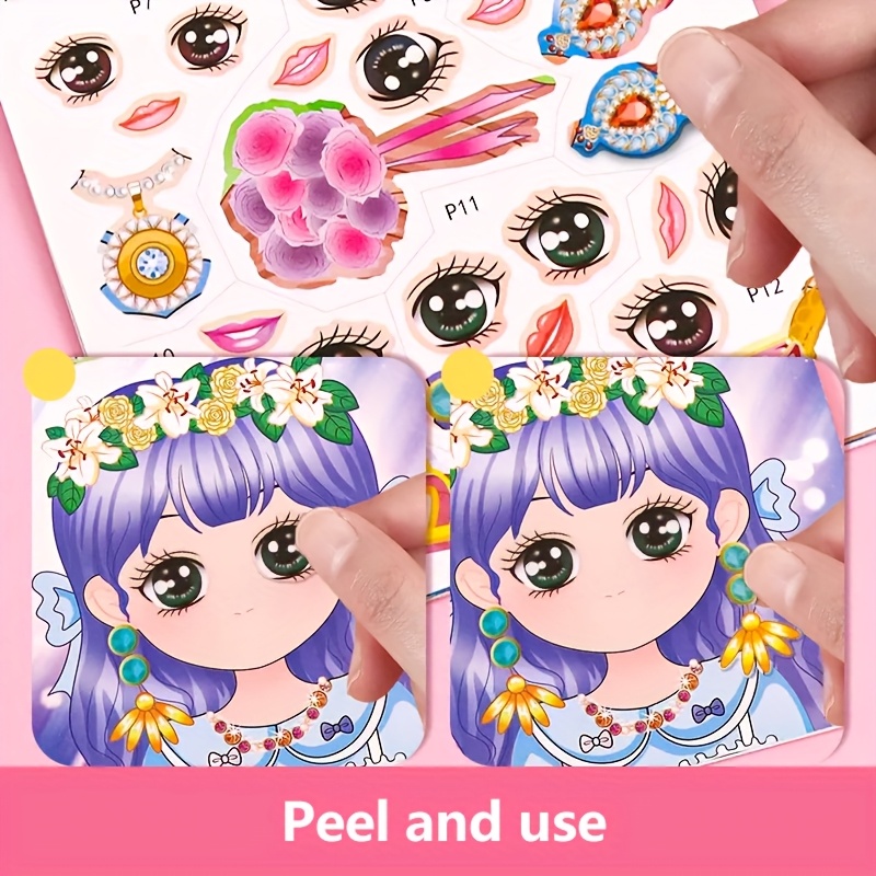 Educational DIY Princess Sticker Activity Book - Magic Dress Up Stickers Set for Toddler Girls Age 3+, Creative Craft Activity Gift, Birthday Party Favors Chinese Version