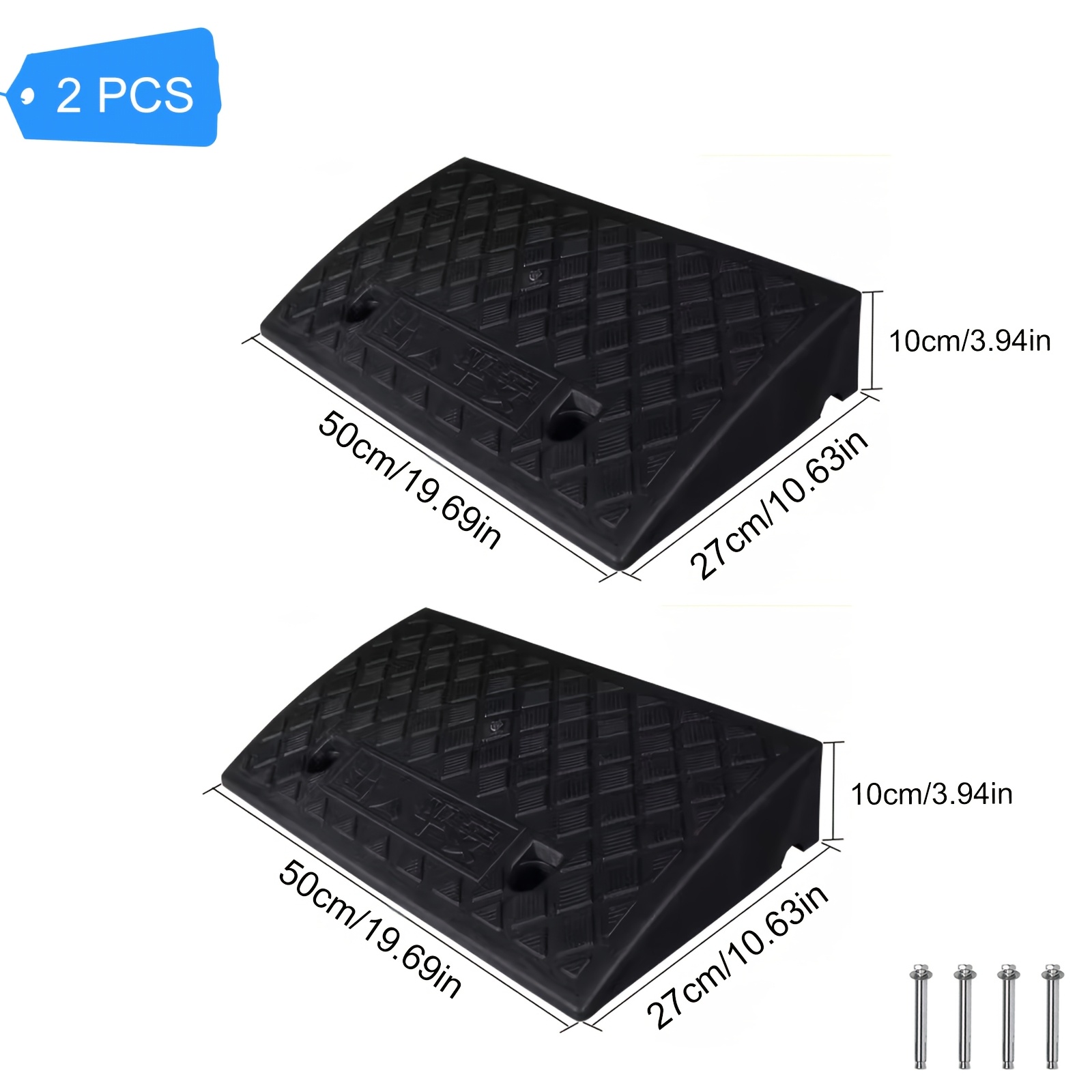 Image of 2pcs Portable Car Sidewalk Ramp, Multi-functional Ramps, Driveway Rubber Curb Ramp Suitable For Home Steps, Curb Edges On , Outdoor Sidewalk Steps, And Uneven Surfaces