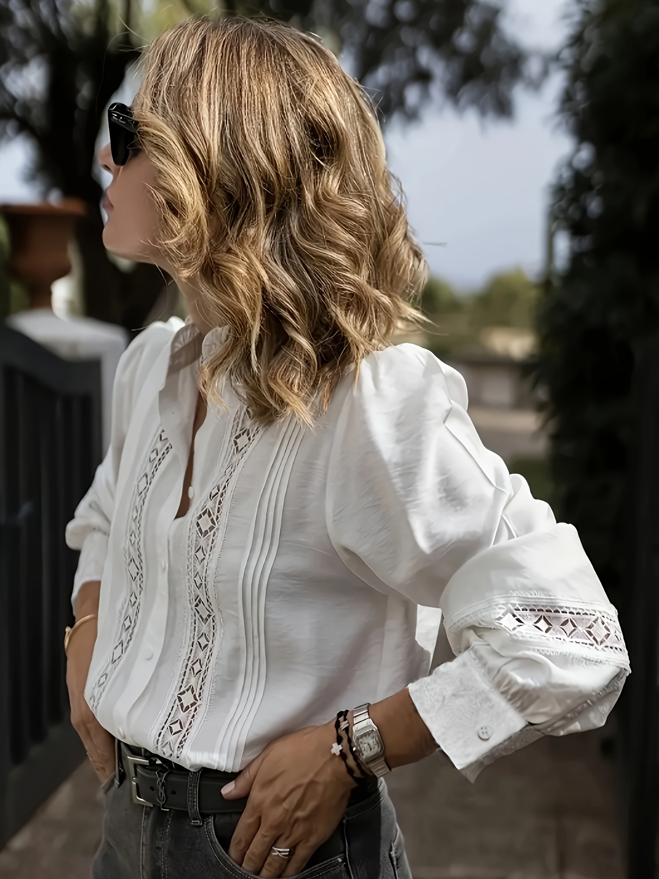pois ポワ　blouse tee white ブラウスT ホワイト Aliyah Long Sleeve Blouse - White | Levi's® US