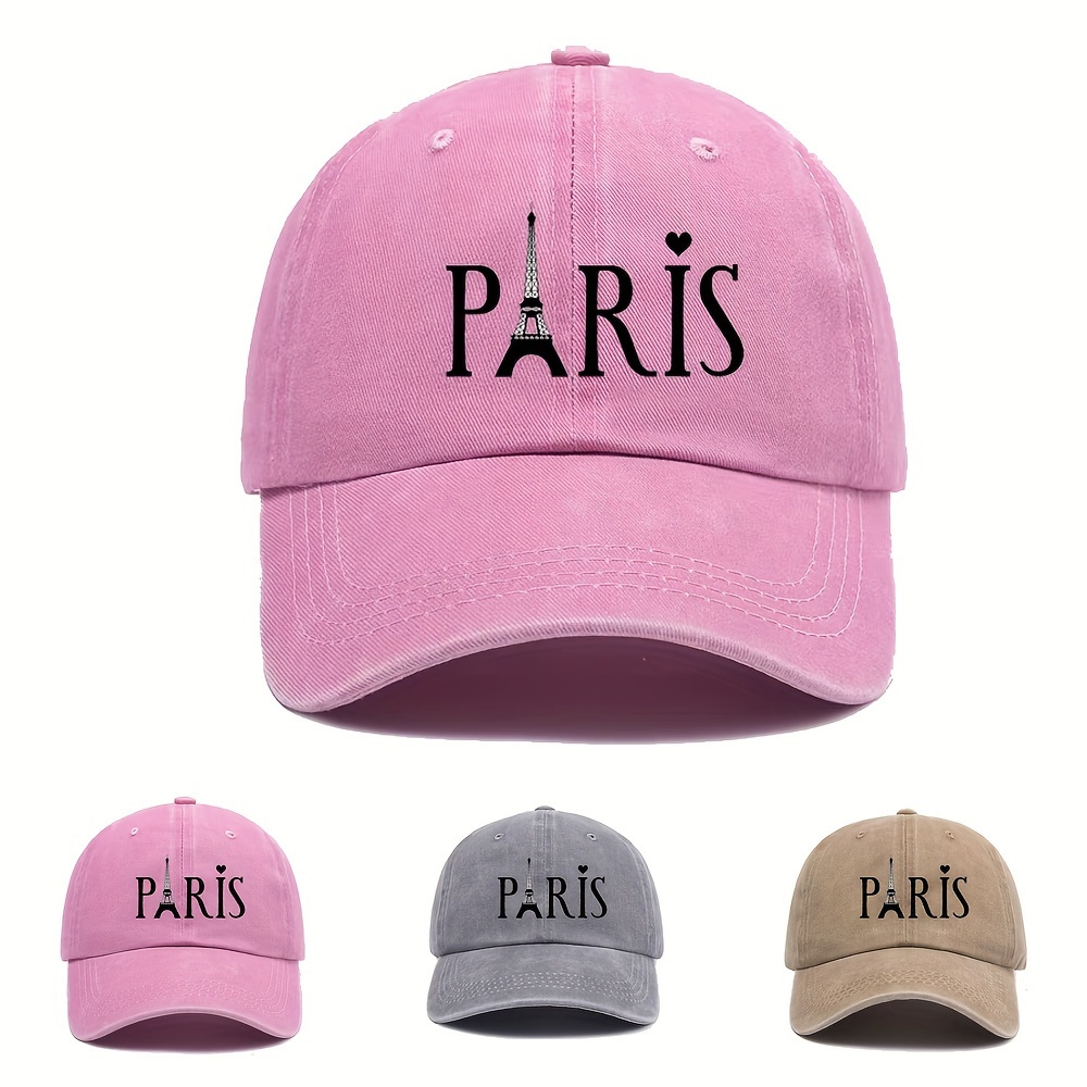 

Vintage Paris Eiffel Tower Print Adjustable Dad Hat - Unisex Cotton Baseball Cap, Soft & Casual For Men And Women