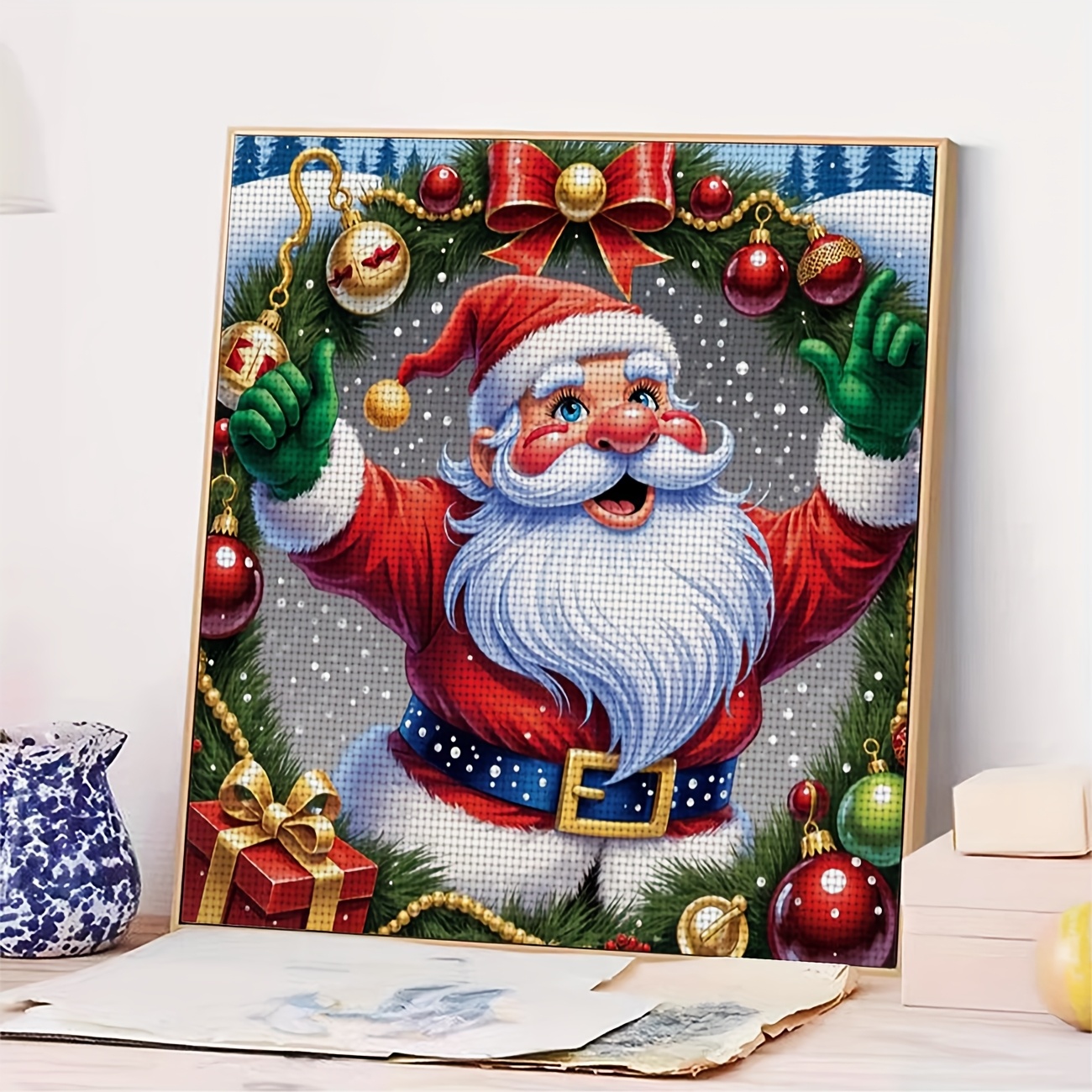 Cross Stitch Kit, Santa Christmas Decoration Pattern