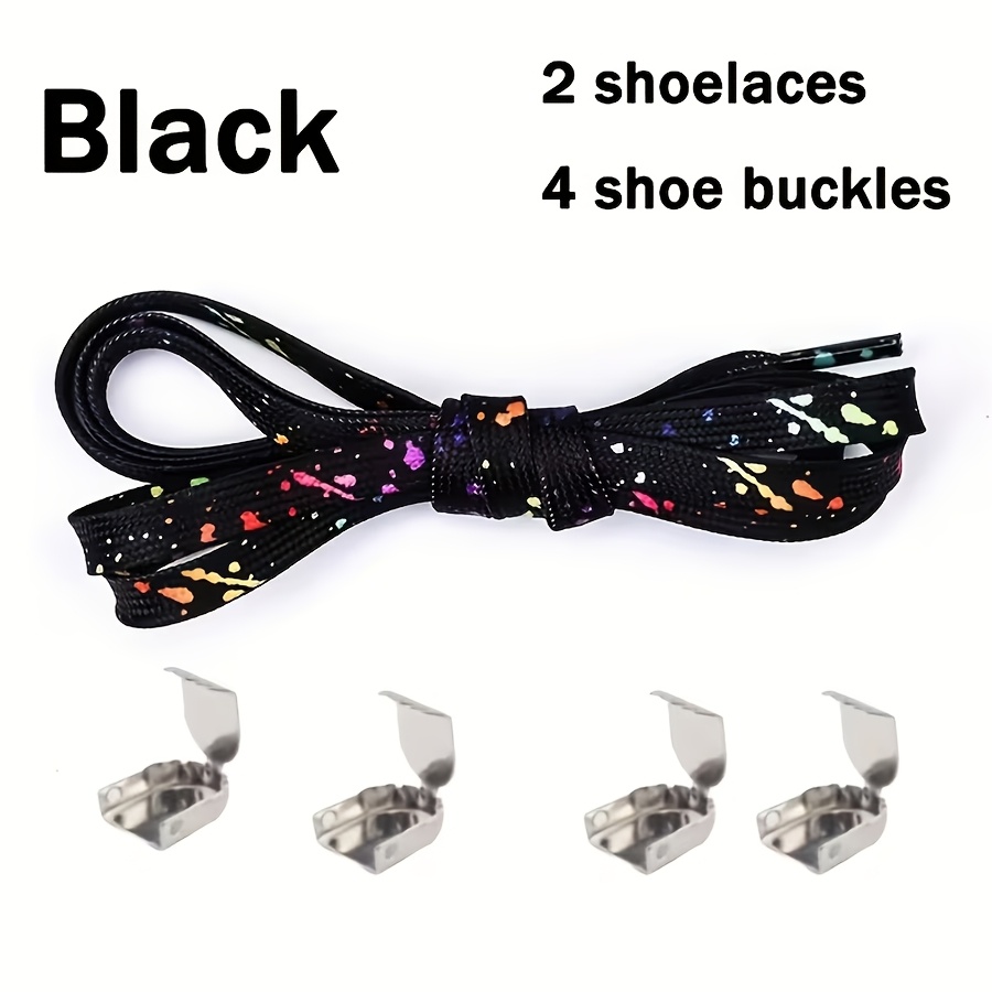 TEMU 1 Pair Of Colorful No-tie Shoelaces - Equipped With 4 Metal Snaps For Easy , Comfortable , Wear-resistant And Durable - Stretchable Without