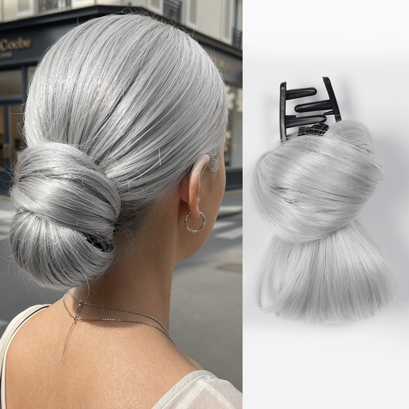 TEMU Outil de chignon facile noir marron avec pince, facile à , convient à toutes les femmes