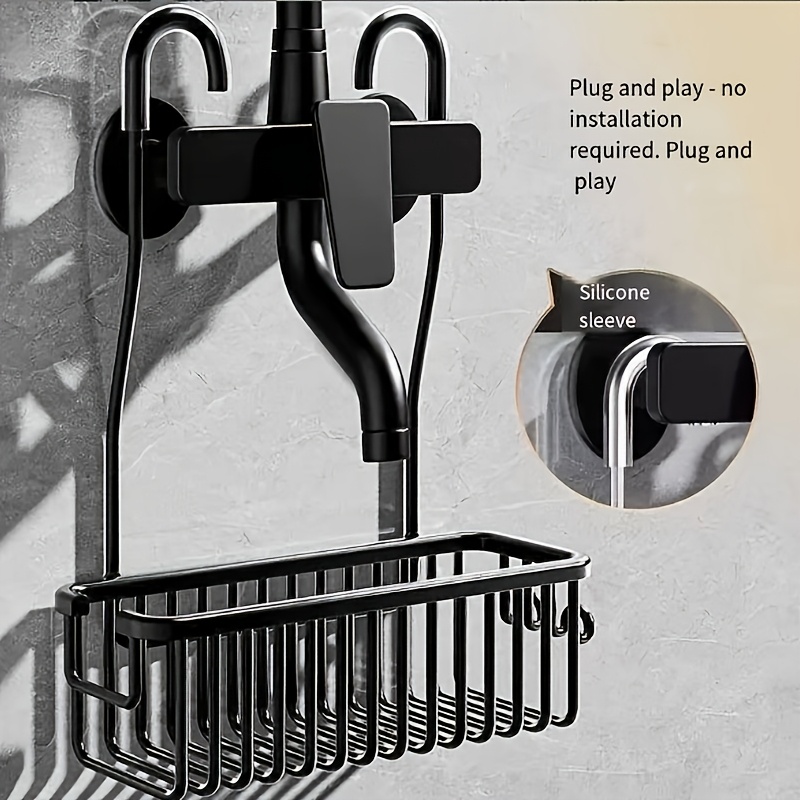 1pc Wall Mounted Caddy, Lightweight Hanging Basket Storage Rack For Shampoo & Bathroom Essentials, Durable Bathroom Organiser Shelf For Shower Area