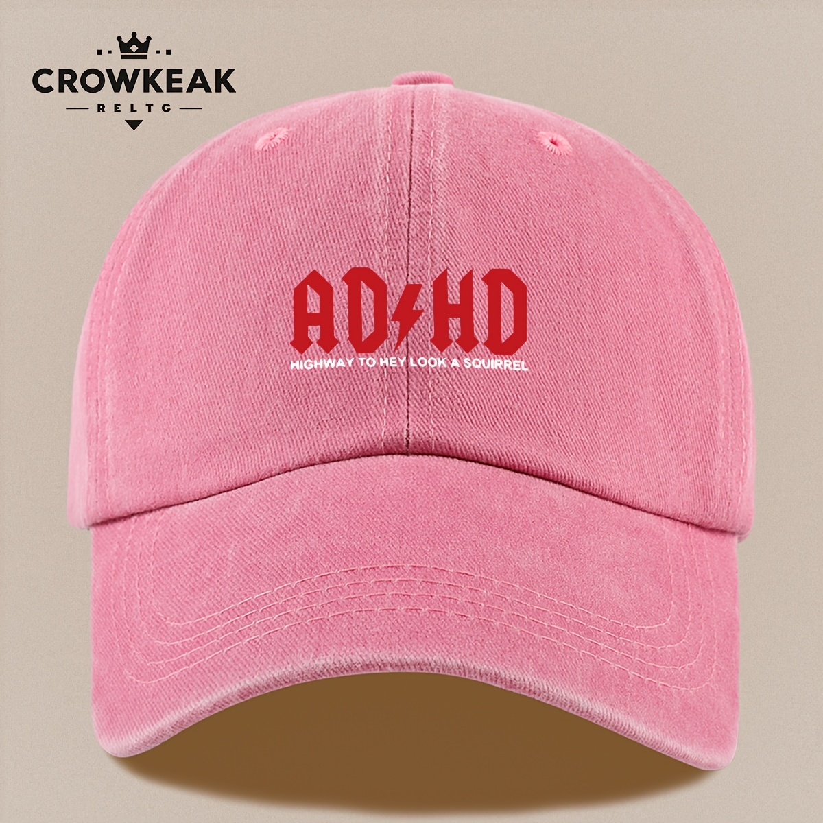 Unisex Vintage "ADHD" Printed Baseball Cap, Adjustable Trucker Hat