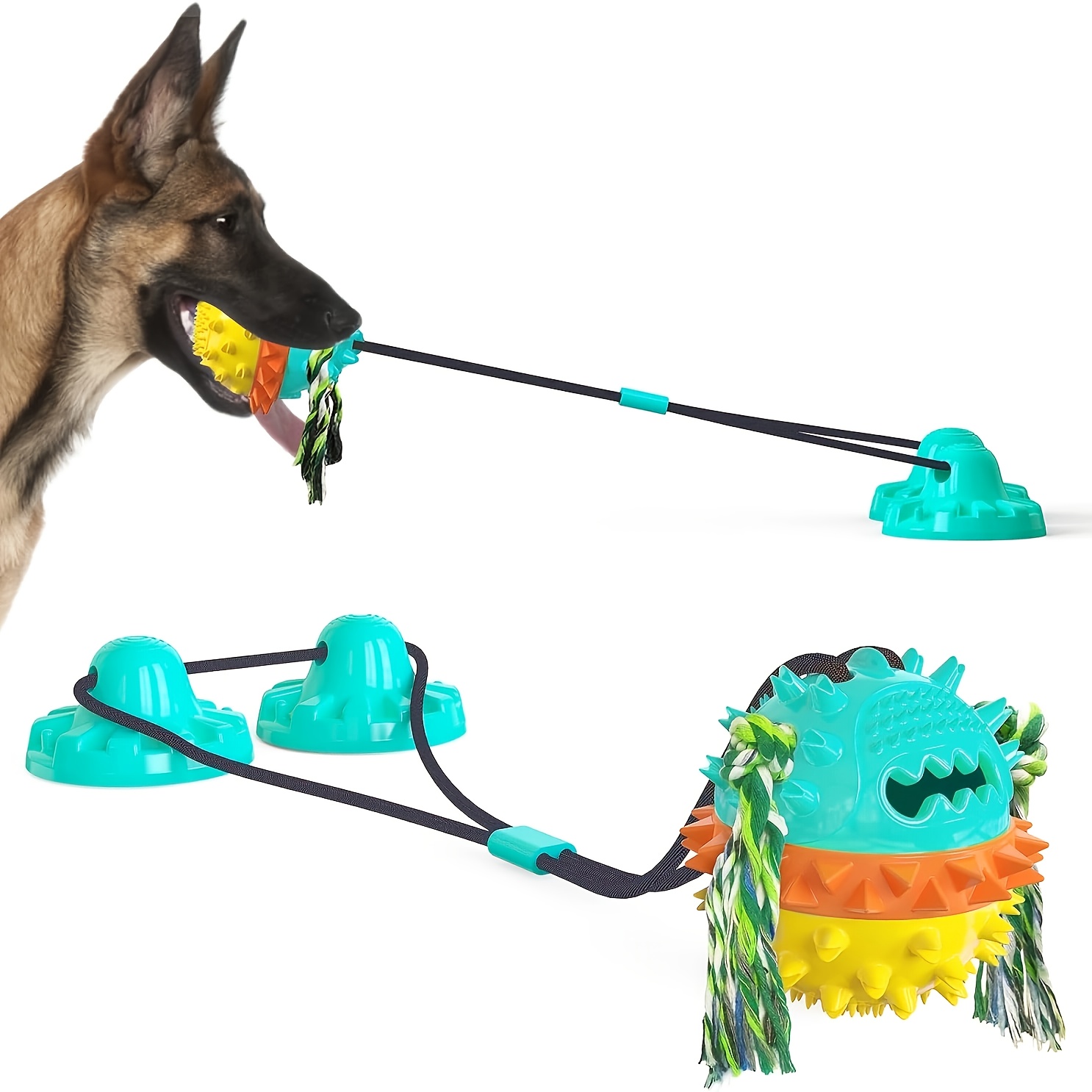 

[ ] Interactive Dog Tug Toy With Dual Suction Cups - Chew And Leash Toy For All Dog Sizes, Dragon Design With Rope Tassels, Dog Toys