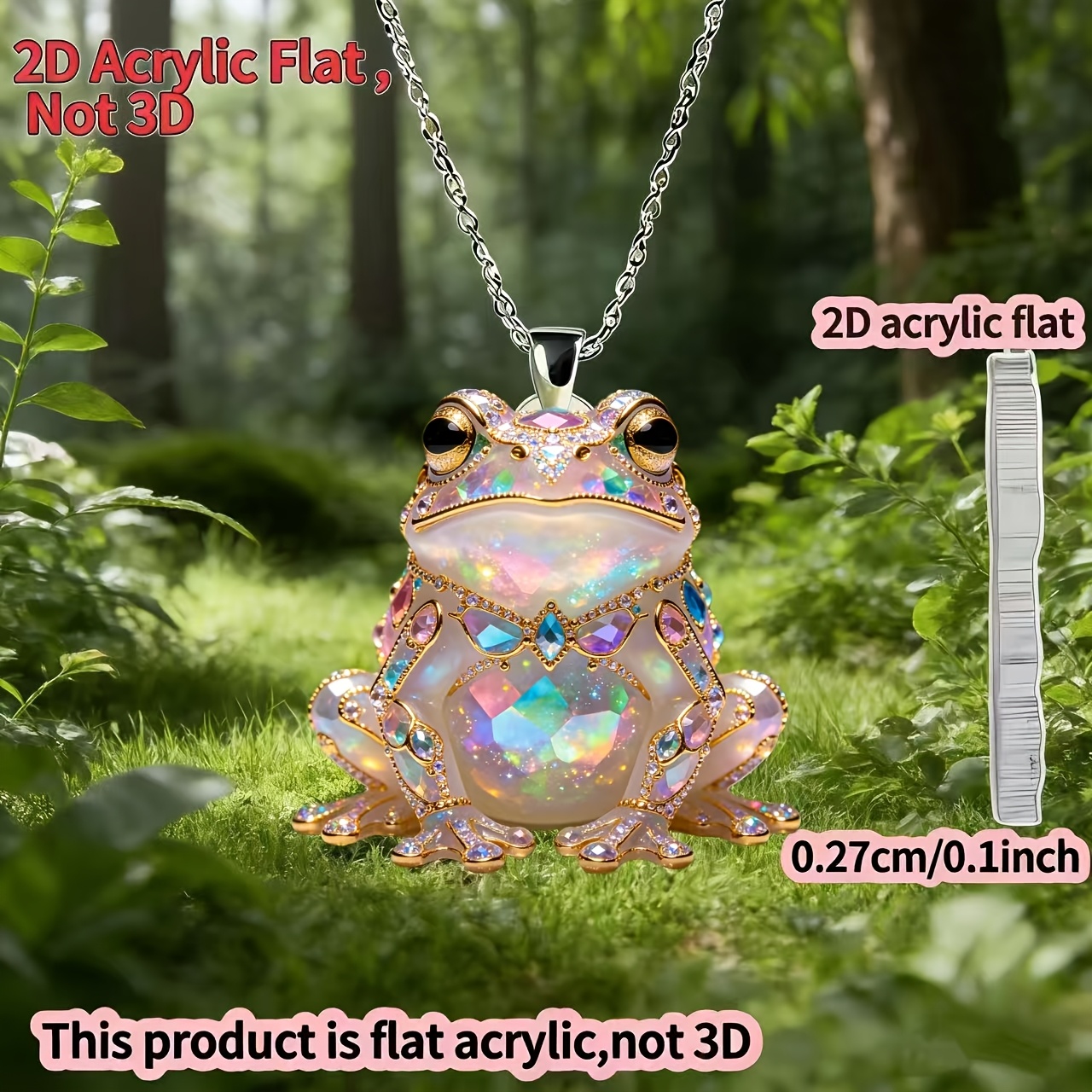 2D Acrylic Frog Women's Pendant Necklace