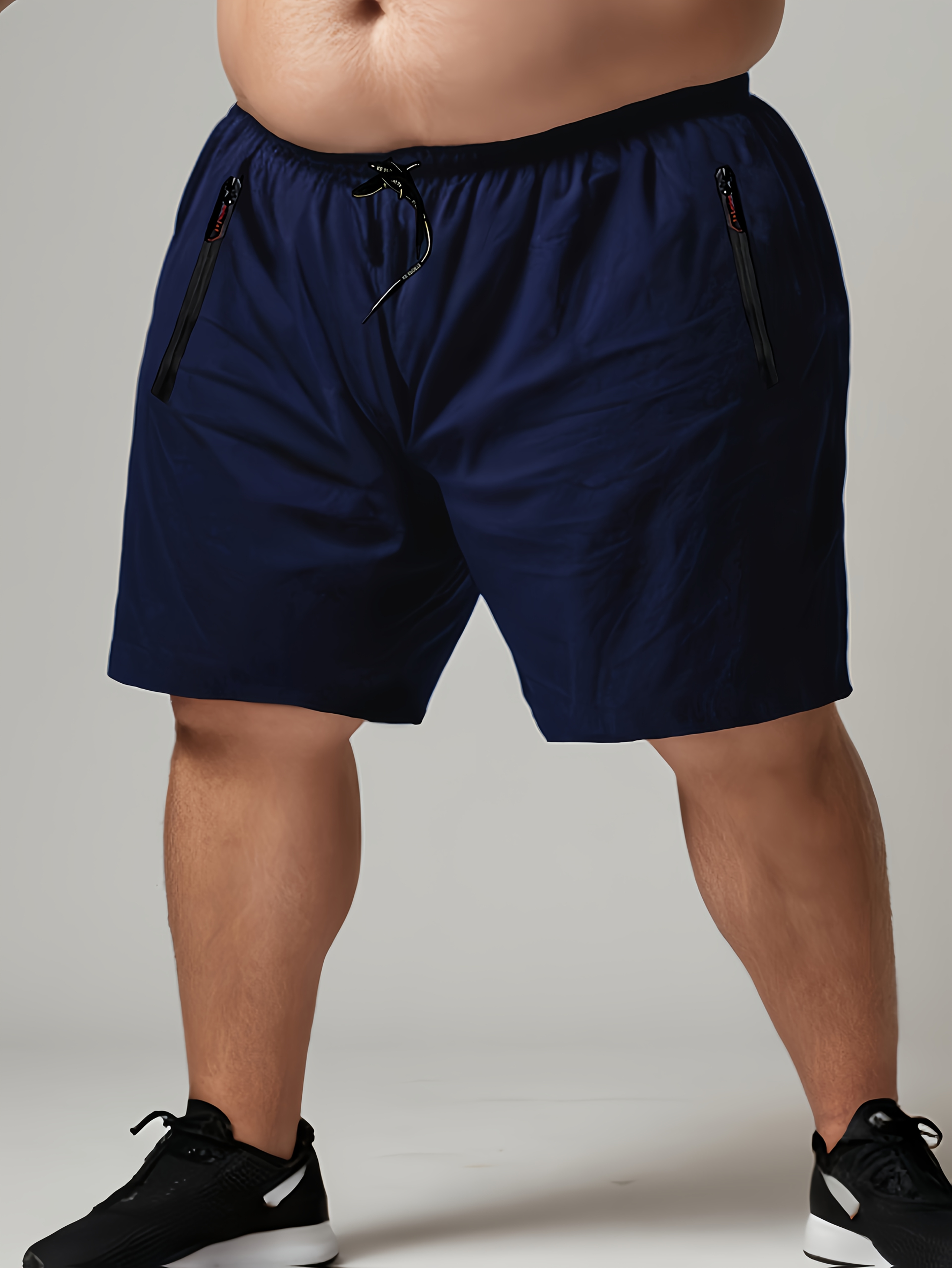1pc Men'S Plus Size Shorts - Loose Fit, Quick-Dry Polyester Running Shorts with Adjustable Drawstring Waist, Ideal for Summer, Training, and Beach Wear, Beach Wear|Adjustable Waistband|Polyester Fabric