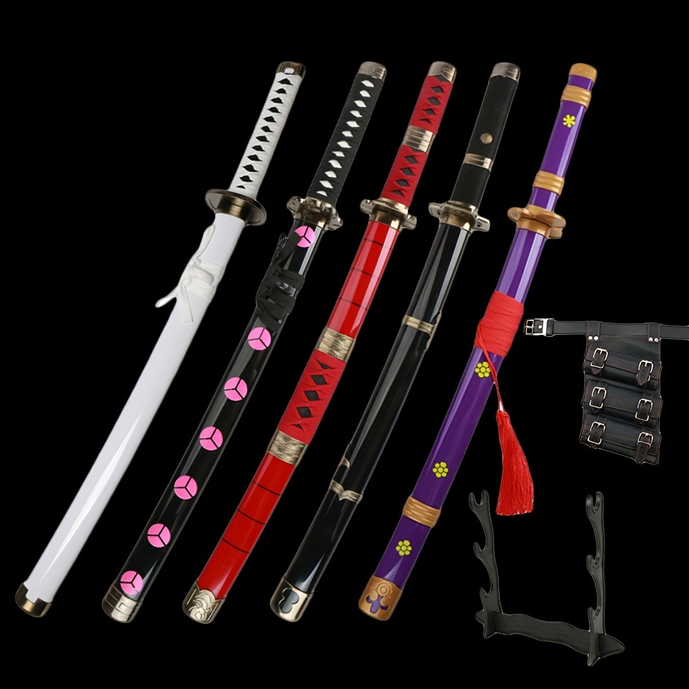 

3pcs 31inch Anime Sword Unbladed Not Sharp, Halloween Christmas Gifts, Cosplay Prop With Belt And Stand