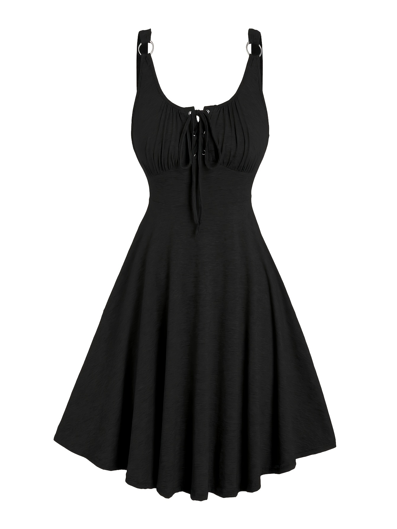 womens solid color metal eyelet lace dress women's clothing - Temu Trkiye