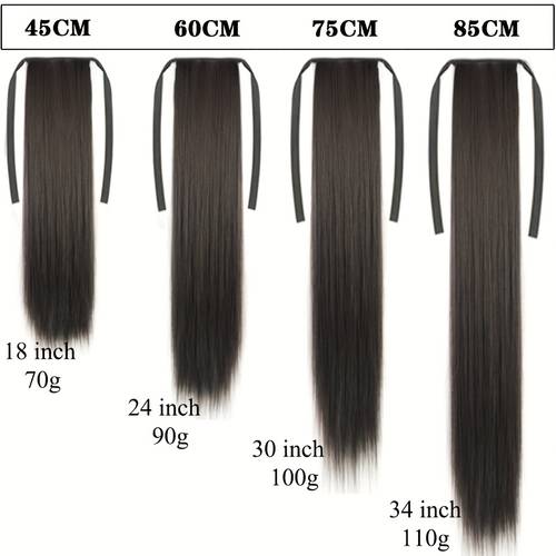 tie on synthetic ribbon ponytail hair extension with secure clips adjustable strap breathable mesh net multiple length options