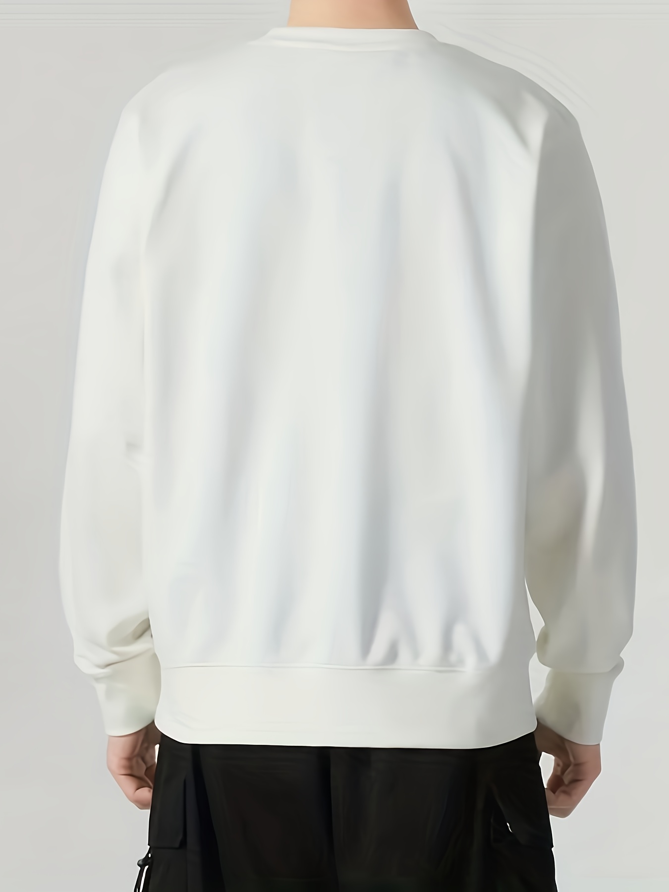 Heren Sportieve Trui met Logo & Strepenpatroon, Casual Ronde Hals Pullover