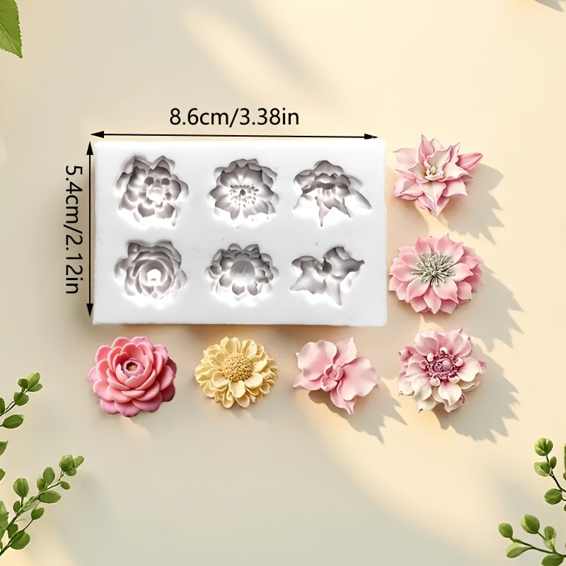 TEMU 1pc Candle Mold, Elegant Anemone, Rose, Peony, Dahlia, Orchid, Lily Shaped Resin Liquid Mold, 6- Diy Elegant Floral Handmade Decoration Silicone