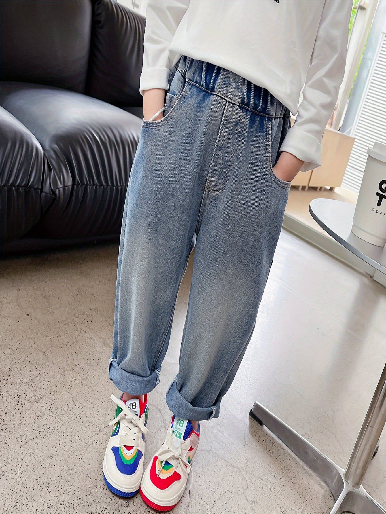Over The Rainbow Denim Pants in blue