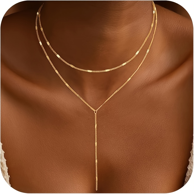 Elegant And Cute Women' Steel Double-layer Y-chain Necklace For Daily Casual And Vacation Wear