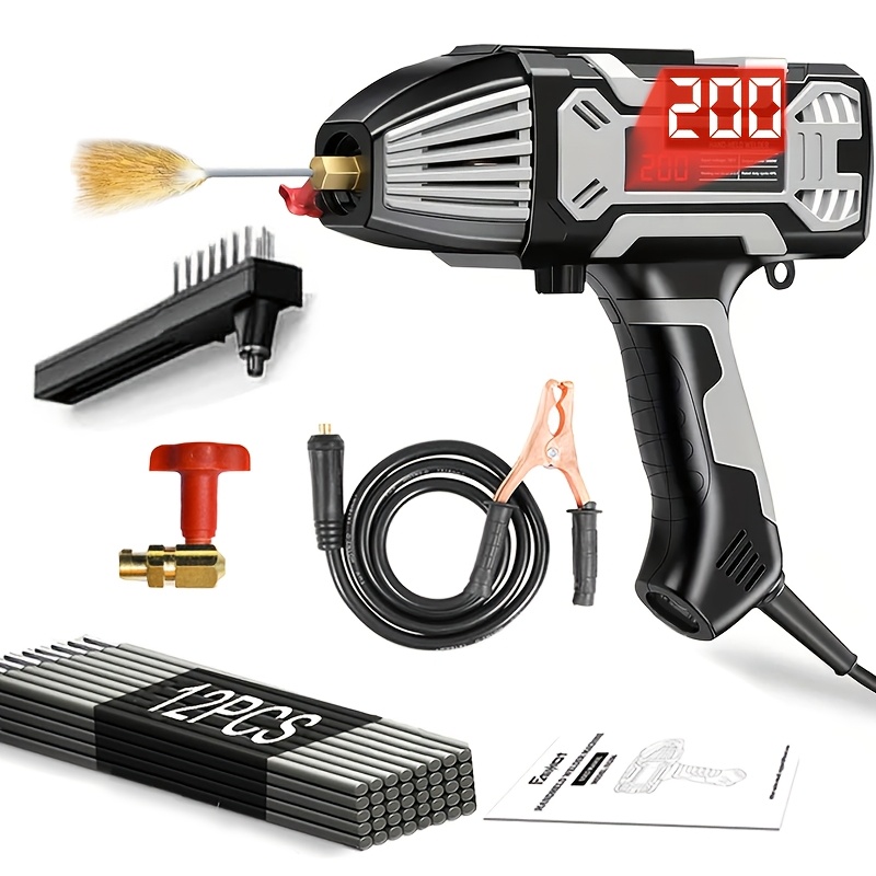 TEMU Saldatrice a elettrodo portatile ARC, macchina per saldatura manuale a elettrodo, saldatrice a elettrodo IGBT inverter con display digitale LCD,