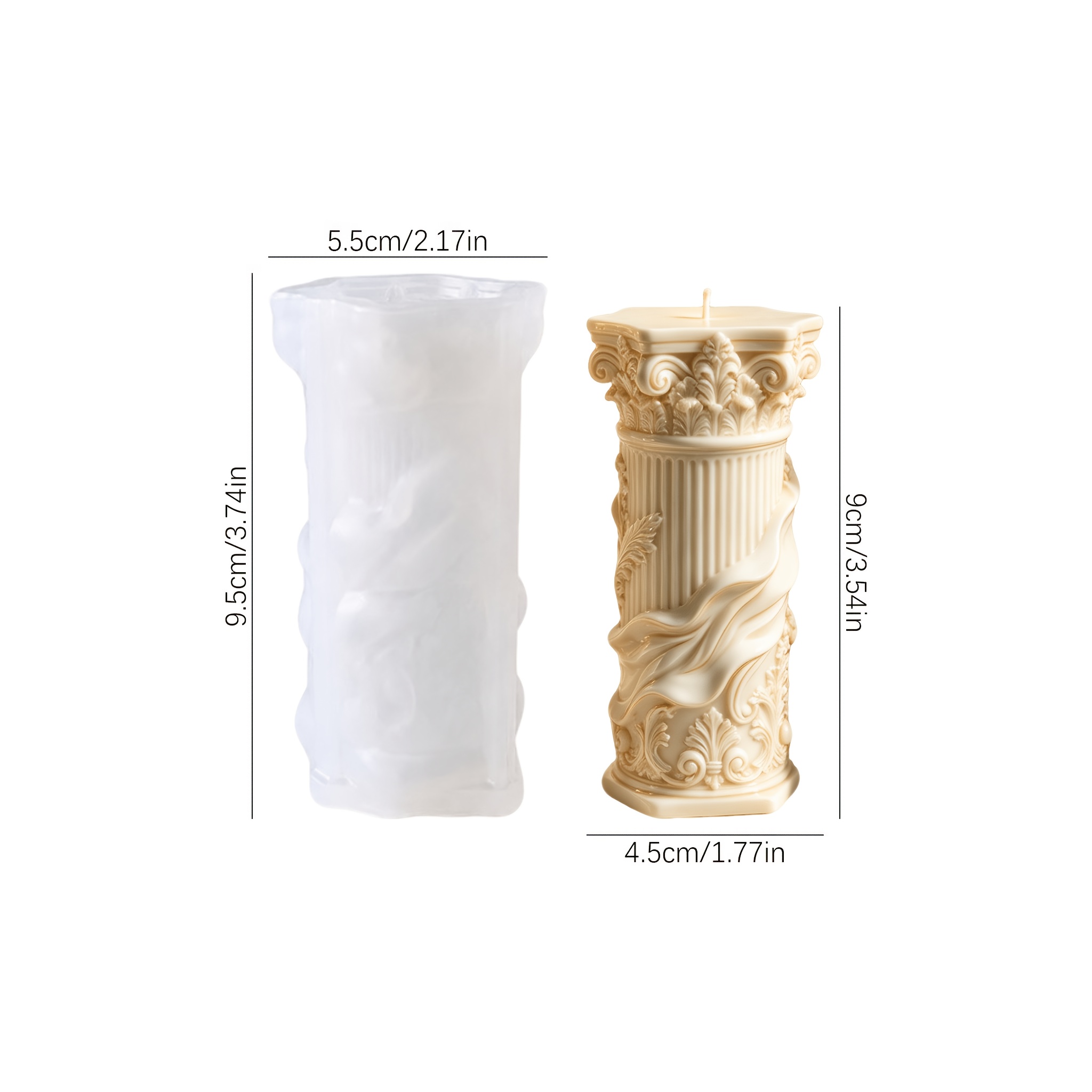 TEMU Three-dimensional European-style Pillar Aromatherapy Candle Silicone Mold, Diy European-style Cylindrical Plaster Resin Ornament Mold,