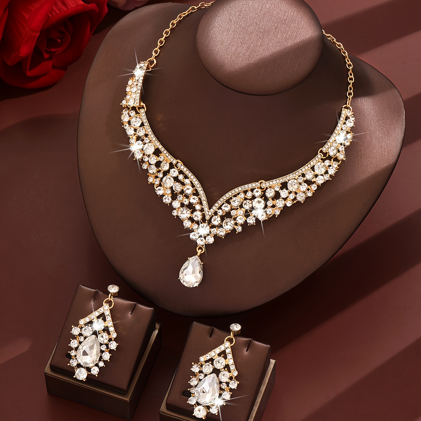 Image of And Luxurious Women's Jewelry Set, Necklace And Earrings Made Of Alloy, The Temperament Of Royalty And , Suitable For Formal Prom Banquet Wedding Bride Bridesmaid Occasions