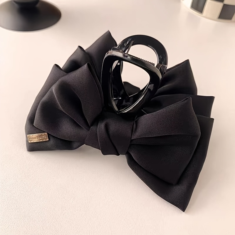 TEMU A Golden-labeled Bow Hair Claw Clip For Women, A New High-end Shark Clip Hair Accessory Suitable For Daily Wear And Gifting