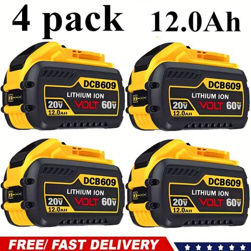 4 packs 12 0ah replacement for 20v 60v battery compatible with dcb609 dcb606 dcb612 dcb200 dcb201 dcb203 dcb204 dcb206 dcb207 dcb209