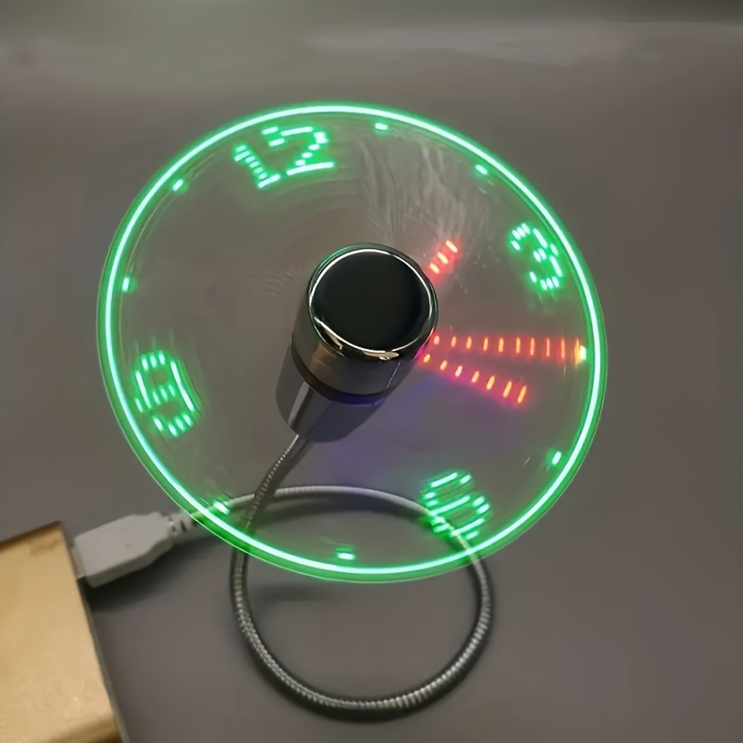 portable usb clock fan with led display silent and energy saving cooling suitable for desktops laptops and tablets space saving design adjustable wind speed details 1