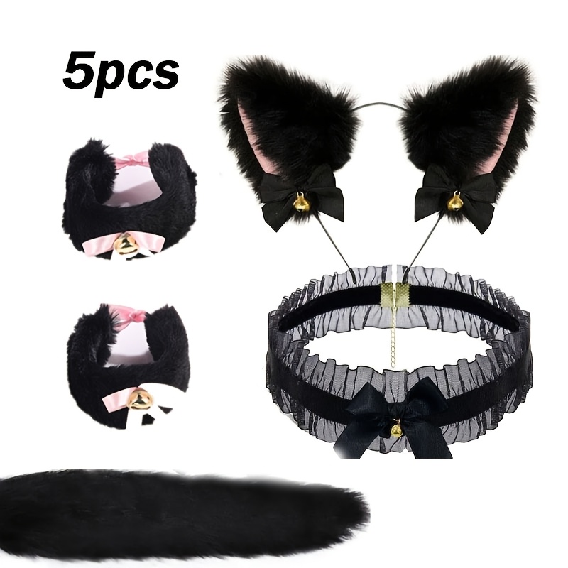 TEMU 1 Set Of 5pcs, Cute Handcuffs Rope, Collar, Hair Band, Couple Toys Kit