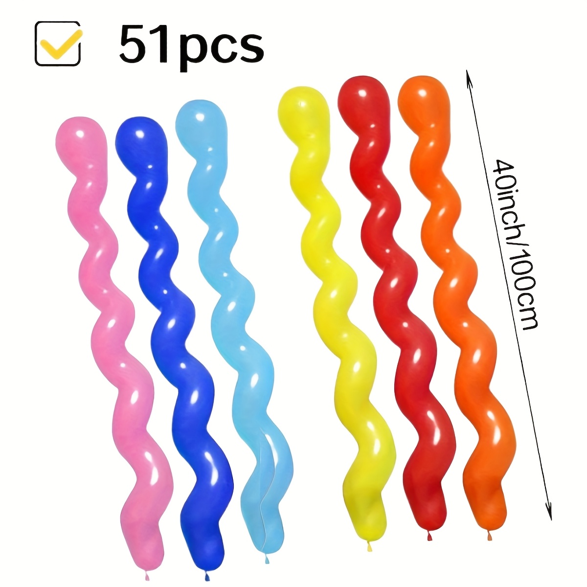 Image of A Set Of 51 Vibrant Spiral Balloons In Colors, Each 40 Inches Long, Perfect For Decorating Birthday Parties, Weddings, , Easter Gatherings, Carnivals, And Any For Christmas, Halloween