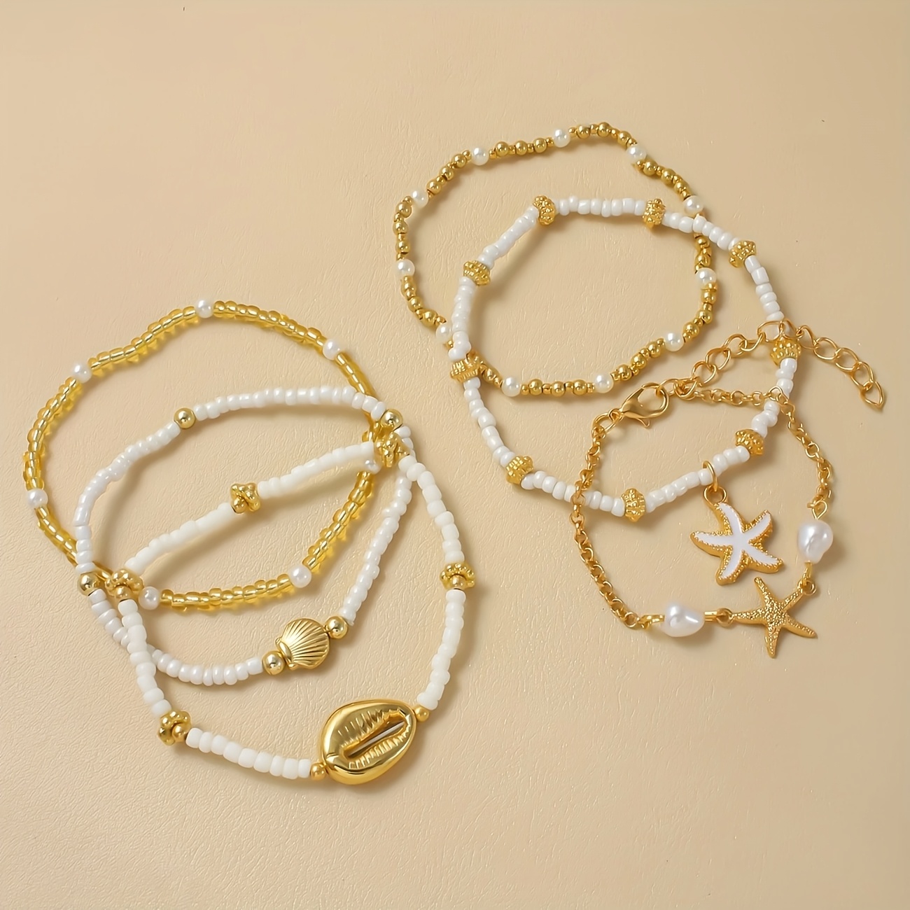 6pcs Retro Beach Style Starfish Bracelet Set