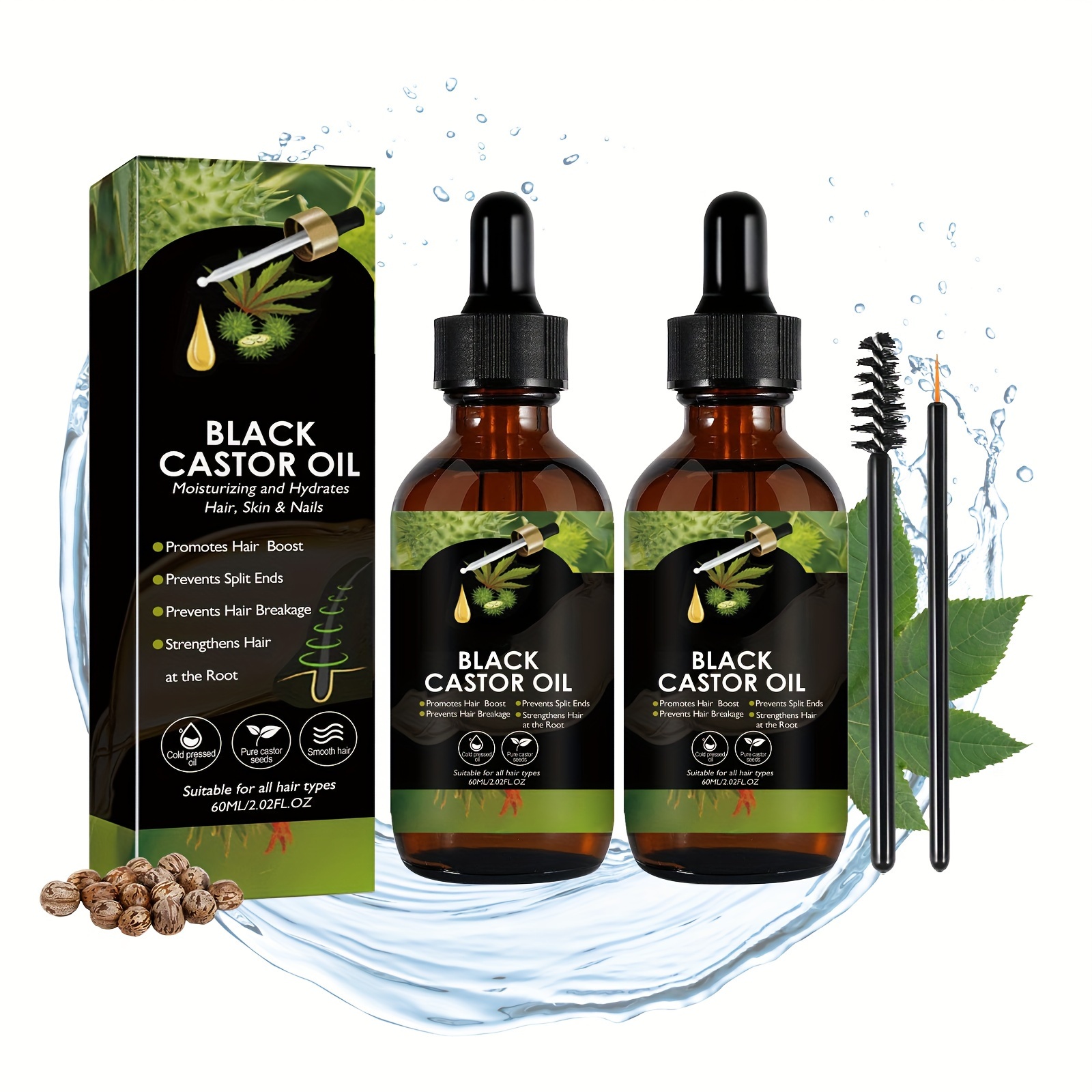 1 2 3 pcs black castor oil for hair care black castor hair care essential oil for hair moisturization   enhancing smooth conditioning   contains black castor extract glycerin coconut oil suitable for all hair types 60ml