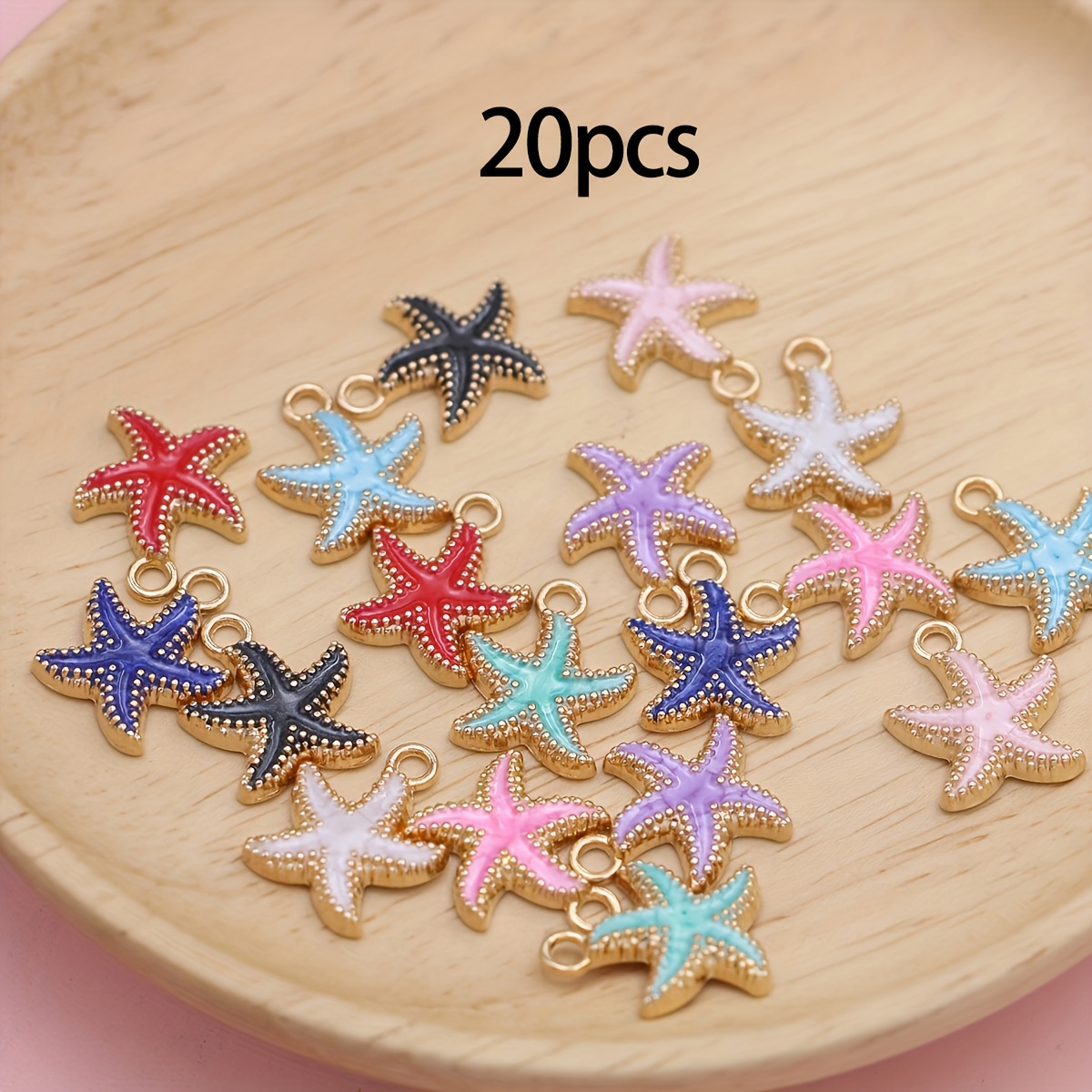 E-shop 20 Stück Mischung Zufällige Goldfarbene Öltropfen-Seestern-Anhänger für Schmuckherstellung DIY Halsketten Ohrringe Armbänder