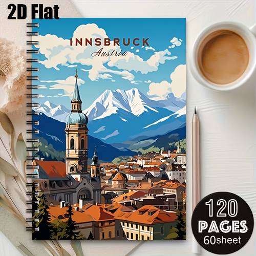 1pc 2d flat spiral notebooks city scenery a5 spiral notebook back to souvenir journal gift for students and office use ideal for back to student notebooks stationery