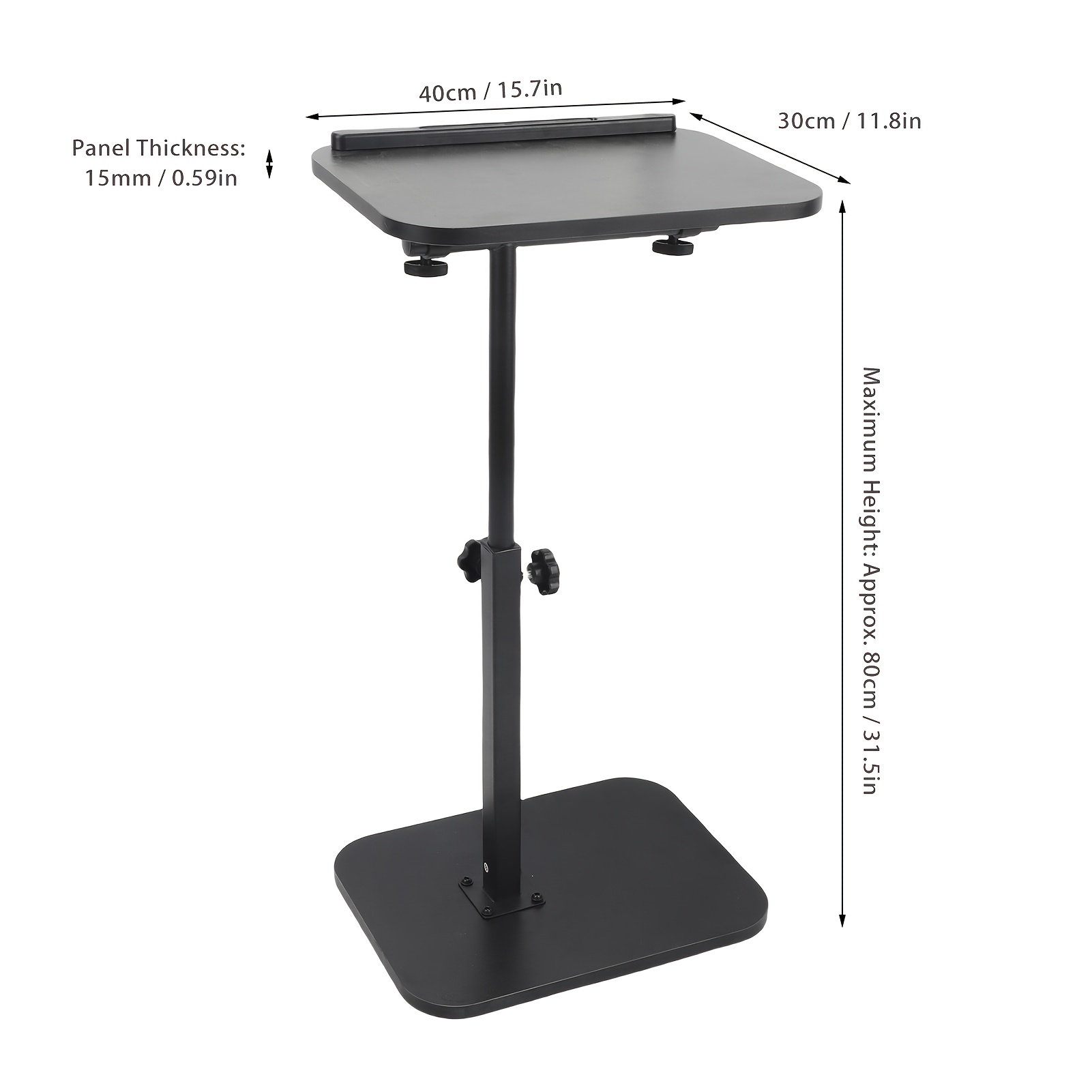 Adjustable Overbed Bedside Table, Bed Table, Portable Mobile Small Standing Desk, Computer Cart, Movable Laptop Table 15mm Thickness With Bookend, Overbed Table