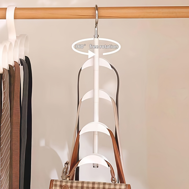 TEMU Itechjoy 4-tier Wall-mounted Rotatable Purse Hanger Hook With 360° Spinner Door Organizer - Over Door Wardrobe Hook Suitable For Handbags,